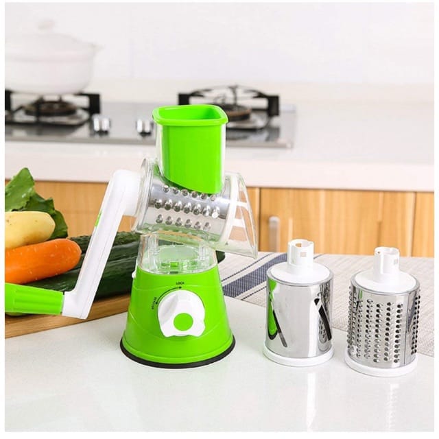Manual 3‑in‑1 Vegetable Cutter & Drum Grater | Round Slicer