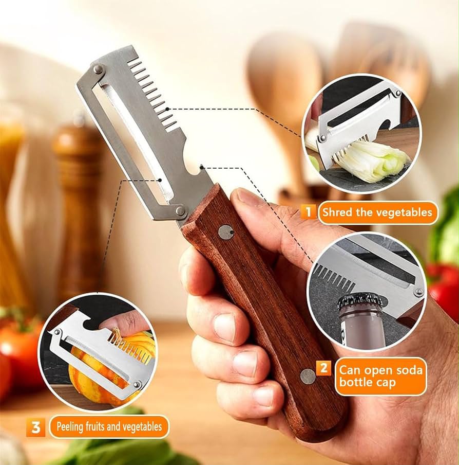 3in1 Peeler Knife Stainless Steel | Multifunctional Fruit & Vegetable Peeler  & Bottle Opener