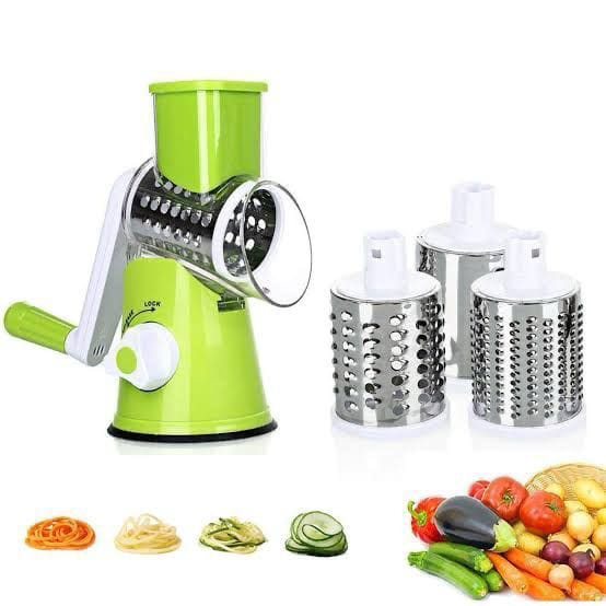 Manual 3‑in‑1 Vegetable Cutter & Drum Grater | Round Slicer