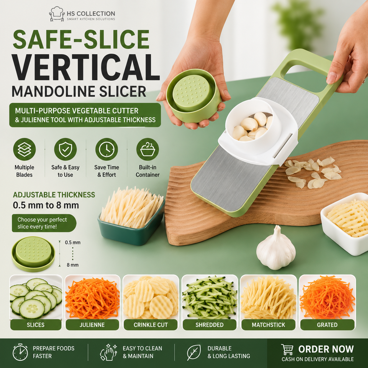 5in1 Vegetable Cutter | Multifunctional Stainless Steel Vegetable Cutter & Slicer